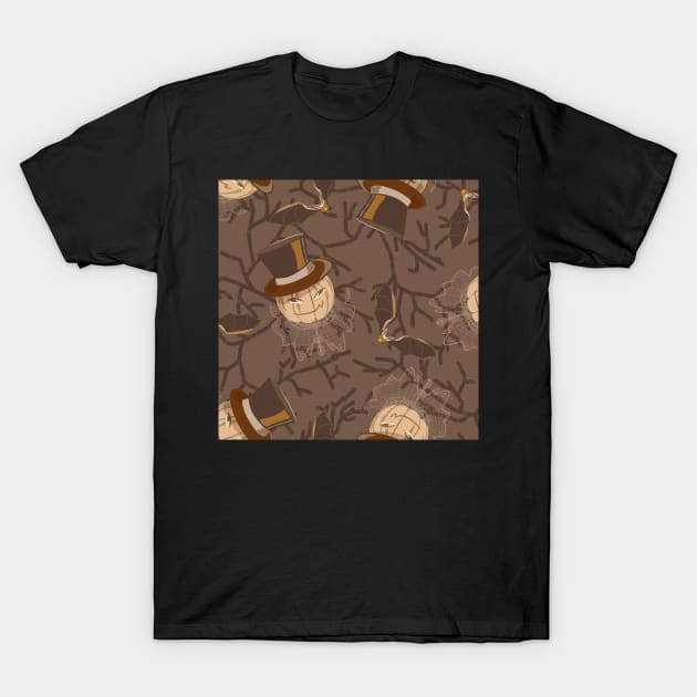 Sir Pumpkin and the Spooky Forest Brown T-Shirt by JaanaHalme